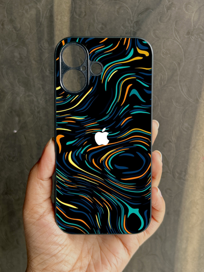 Glow Lines Glossy Metal Back Case for Apple Iphone 16