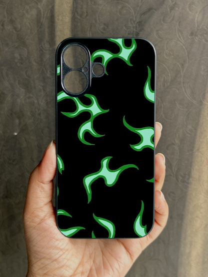 Neon Fire Glossy Metal Back Case for Apple Iphone 16