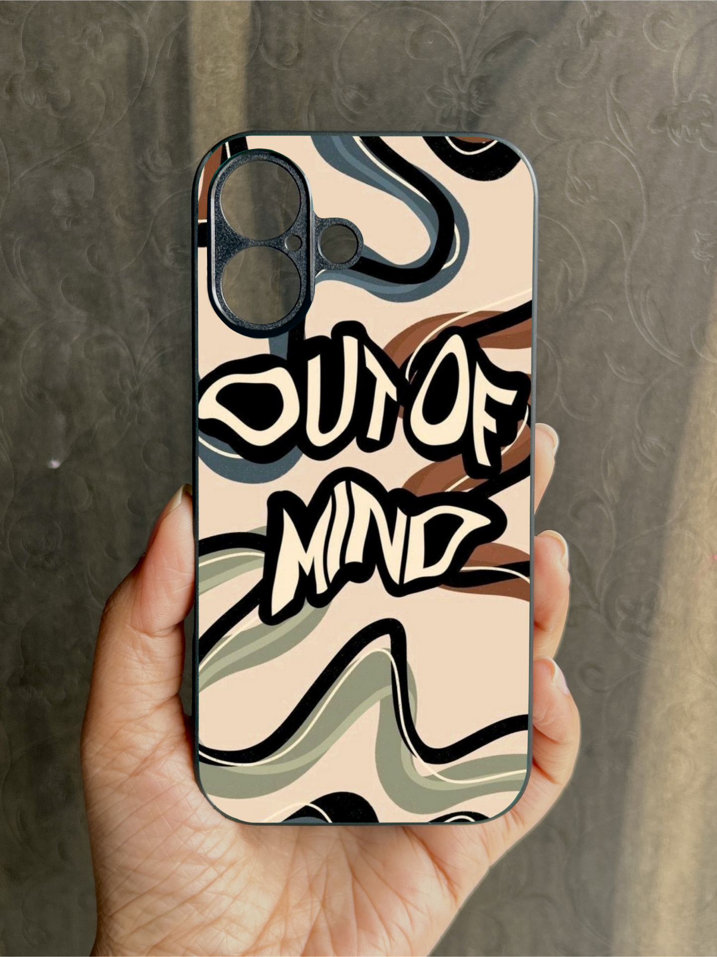 Out Of Mind' Glossy Metal Back Case for Apple Iphone 16