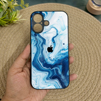Glacier Wave Glossy Metal Back Case for Apple Iphone 16