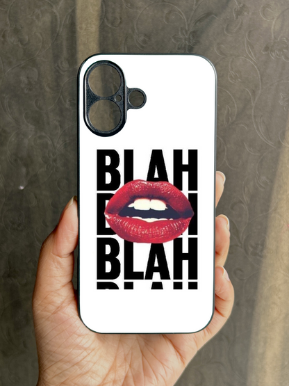 Blah Blah' Glossy Metal Back Case for Apple Iphone 16