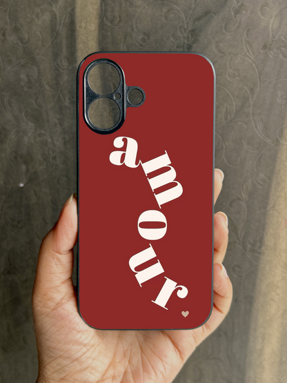 Amour' Glossy Metal Back Case for Apple Iphone 16