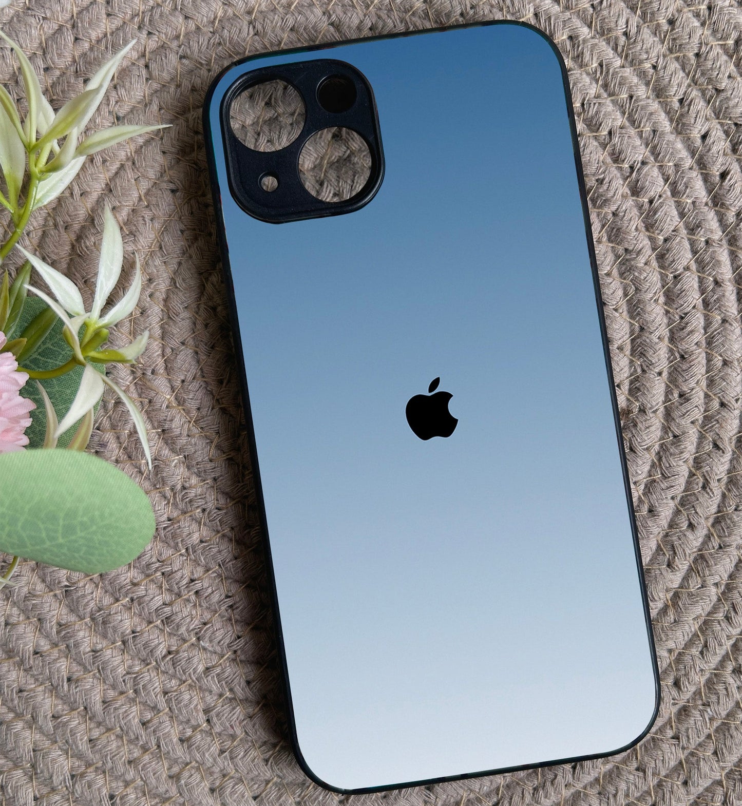 Icy Blue Glossy Metal Back Case for Apple iPhone