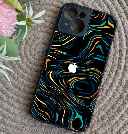 Glow Lines Glossy Metal Back Case for Apple Iphone 15