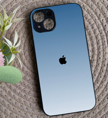 Icy Blue Glossy Metal Back Case for Apple Iphone 15 Plus