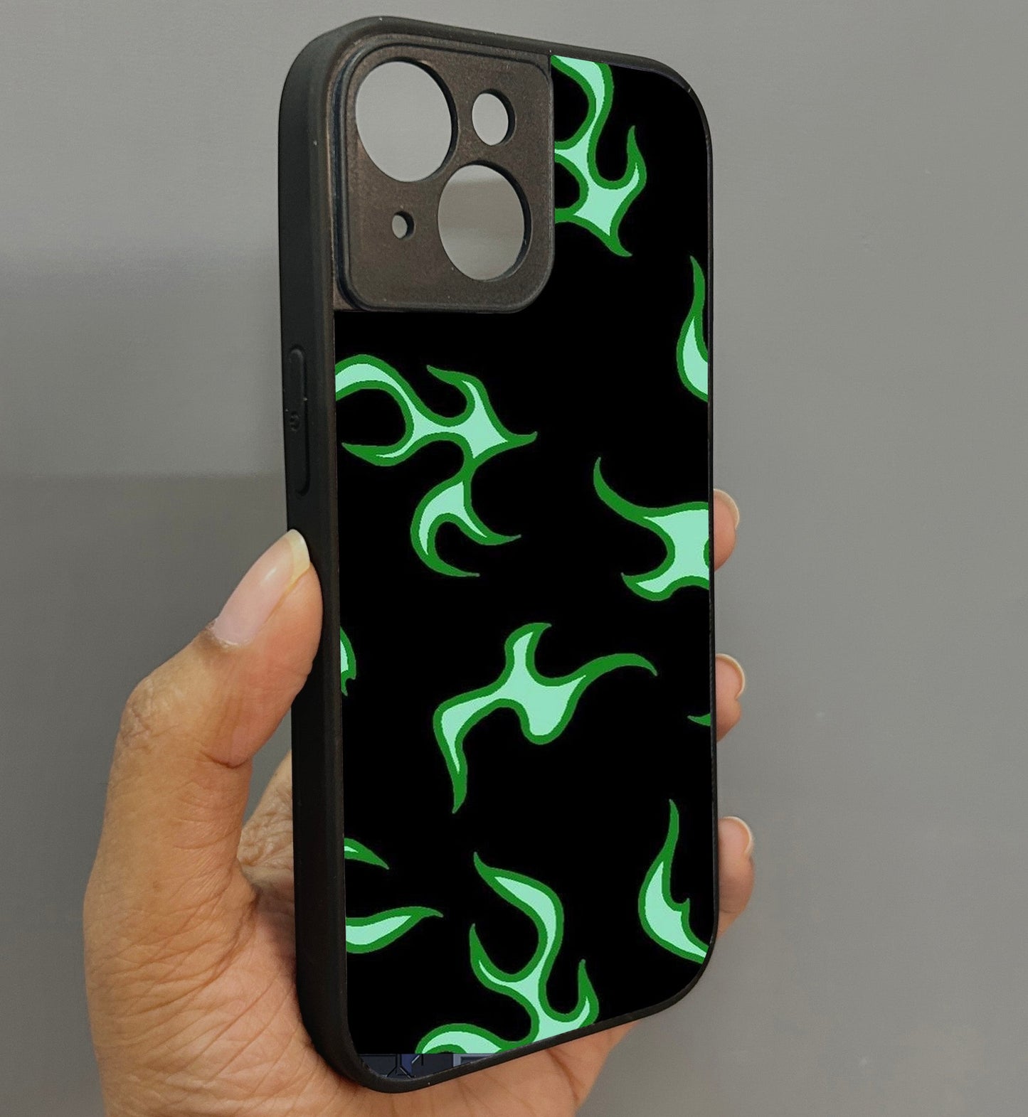 Neon Fire Glossy Metal Back Case for Apple Iphone 15