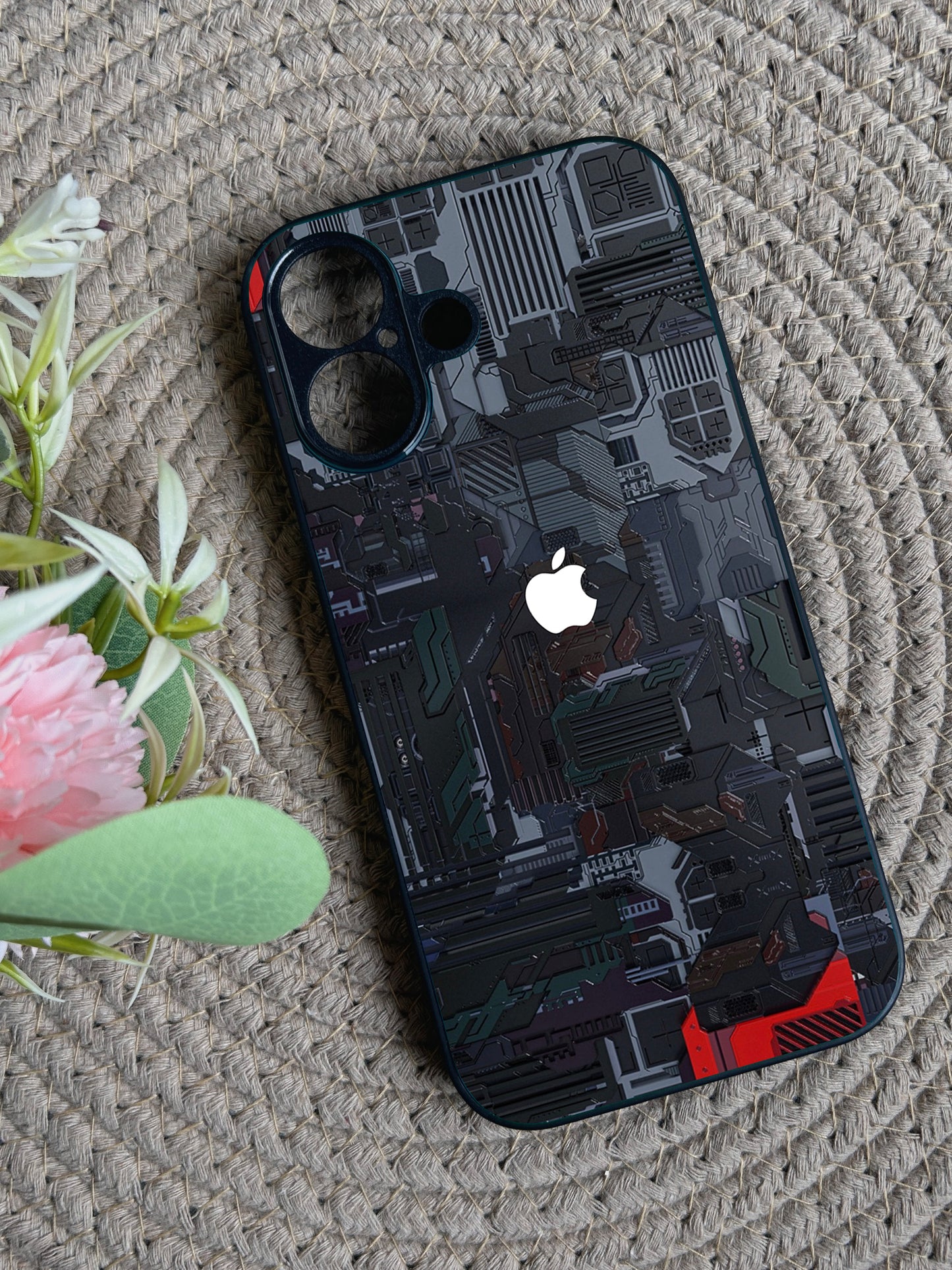 Circuit Crush Glossy Metal Back Case for Apple Iphone 16