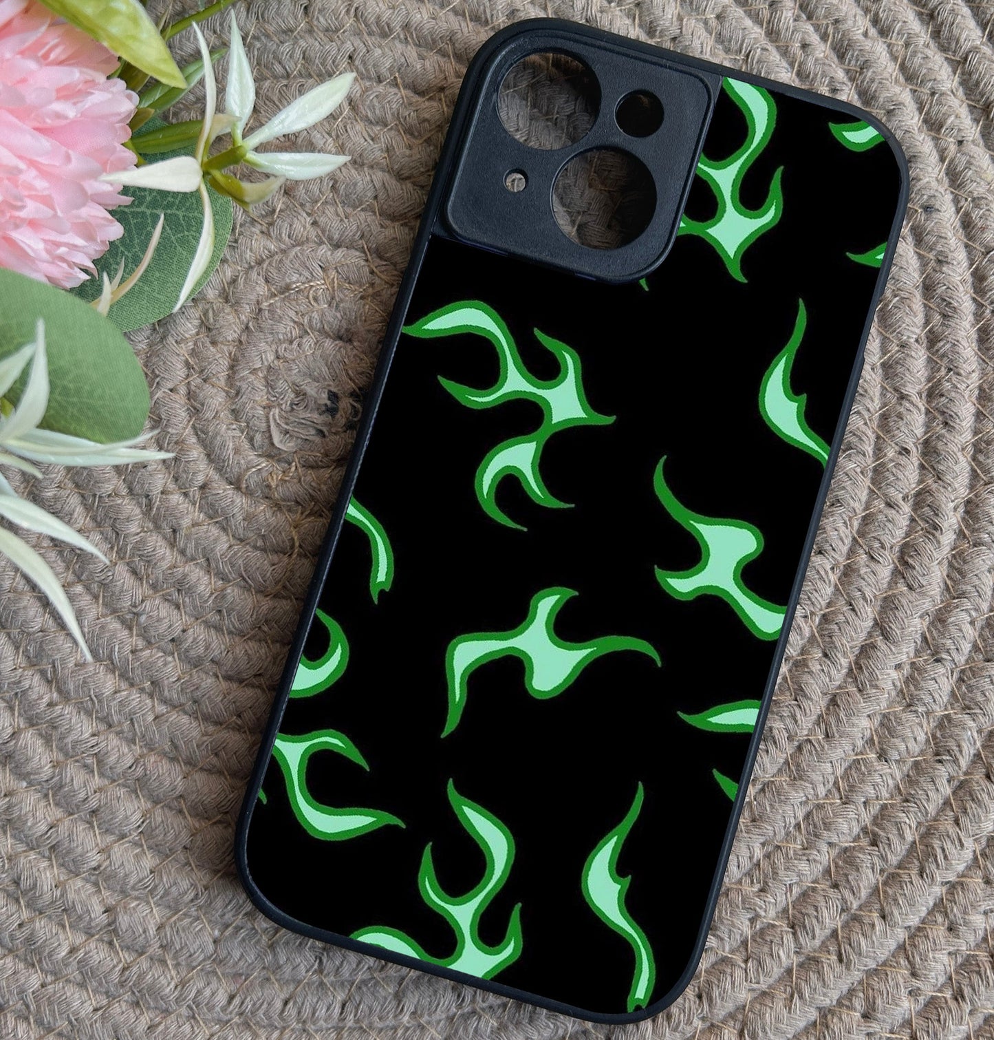 Neon Fire Glossy Metal Back Case for Apple Iphone 15