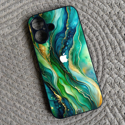 Aqua Jade Metal Back Case for Apple Iphone 16