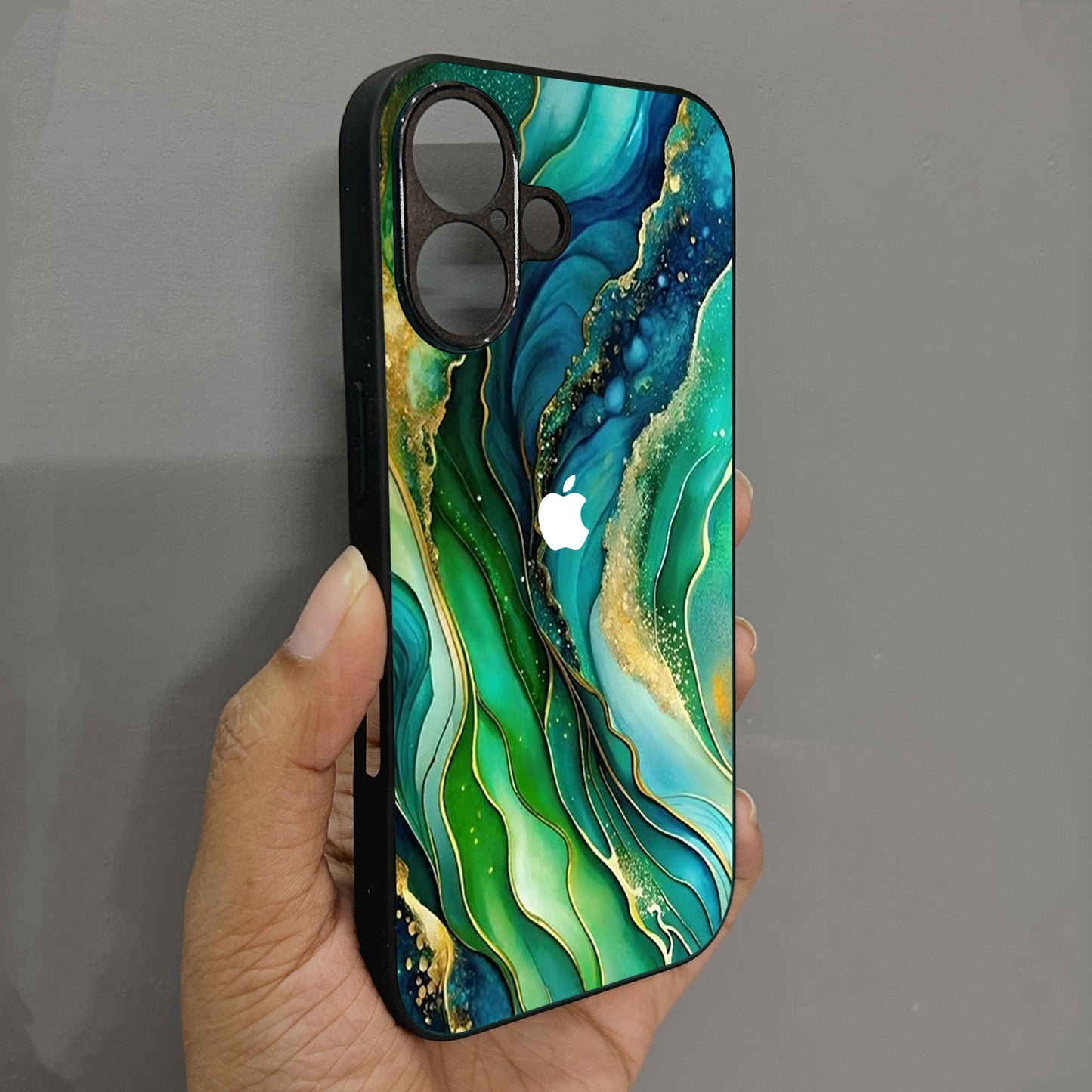 Aqua Jade Metal Back Case for Apple Iphone 16