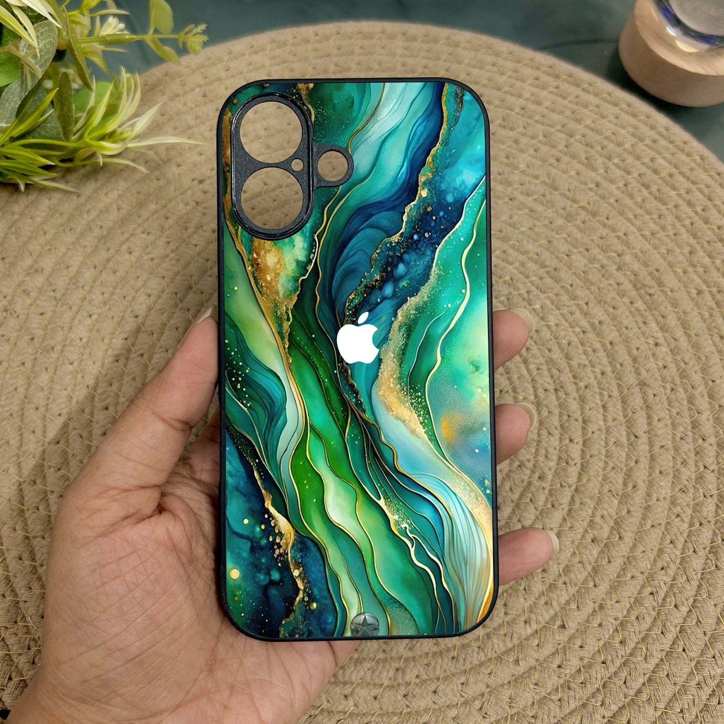 Aqua Jade Metal Back Case for Apple Iphone 16