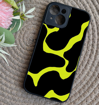 Lime Pulse Glossy Metal Back Case for Apple Iphone 15