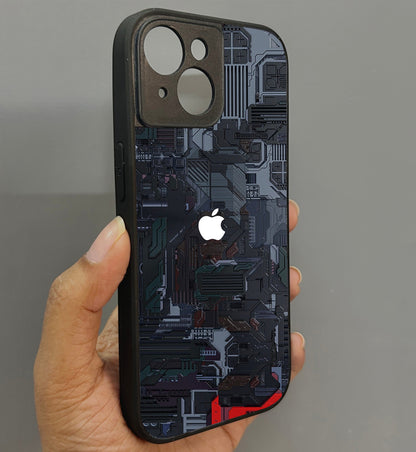 Circuit Crush Glossy Metal Back Case for Apple Iphone 15