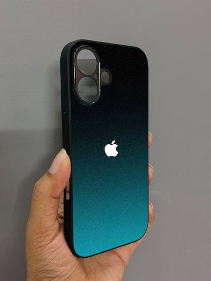 Midnight Teal Glossy Metal Back Case for Apple Iphone 16