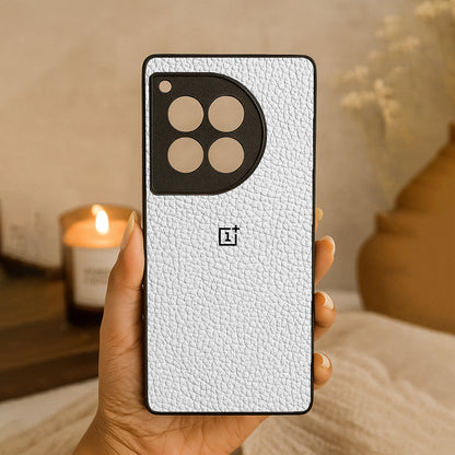 White Leather Metal Back Case for OnePlus 12R