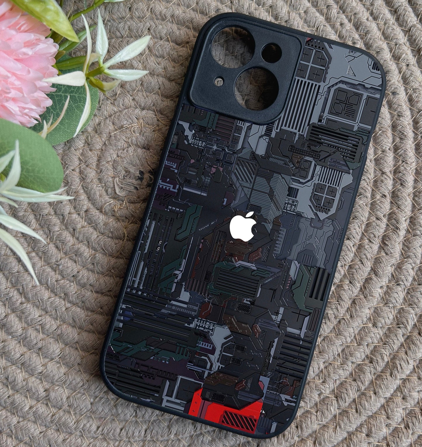 Circuit Crush Glossy Metal Back Case for Apple Iphone 15