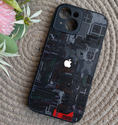 Circuit Crush Glossy Metal Back Case for Apple Iphone 15