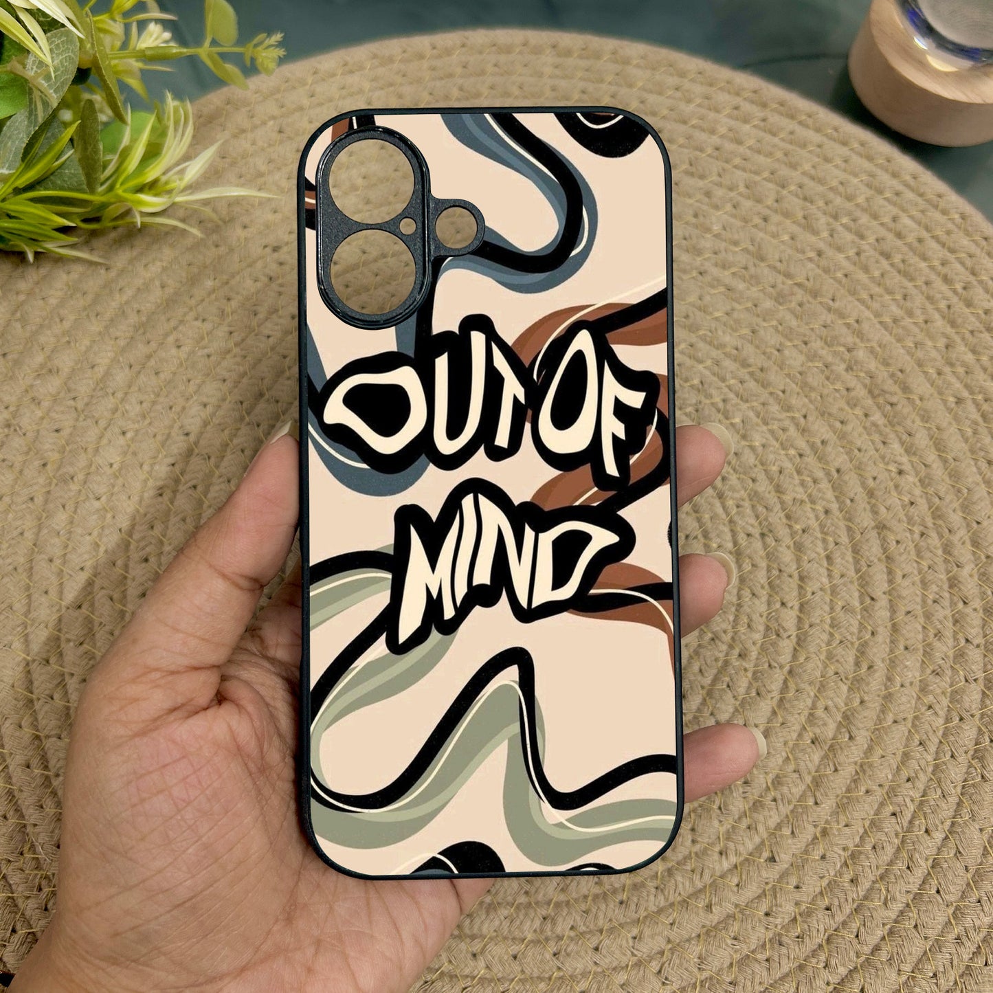 Out Of Mind' Glossy Metal Back Case for Apple Iphone 16