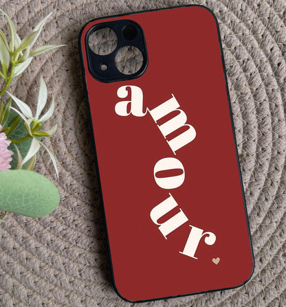 'Amour' Glossy Metal Back Case for Apple iPhone