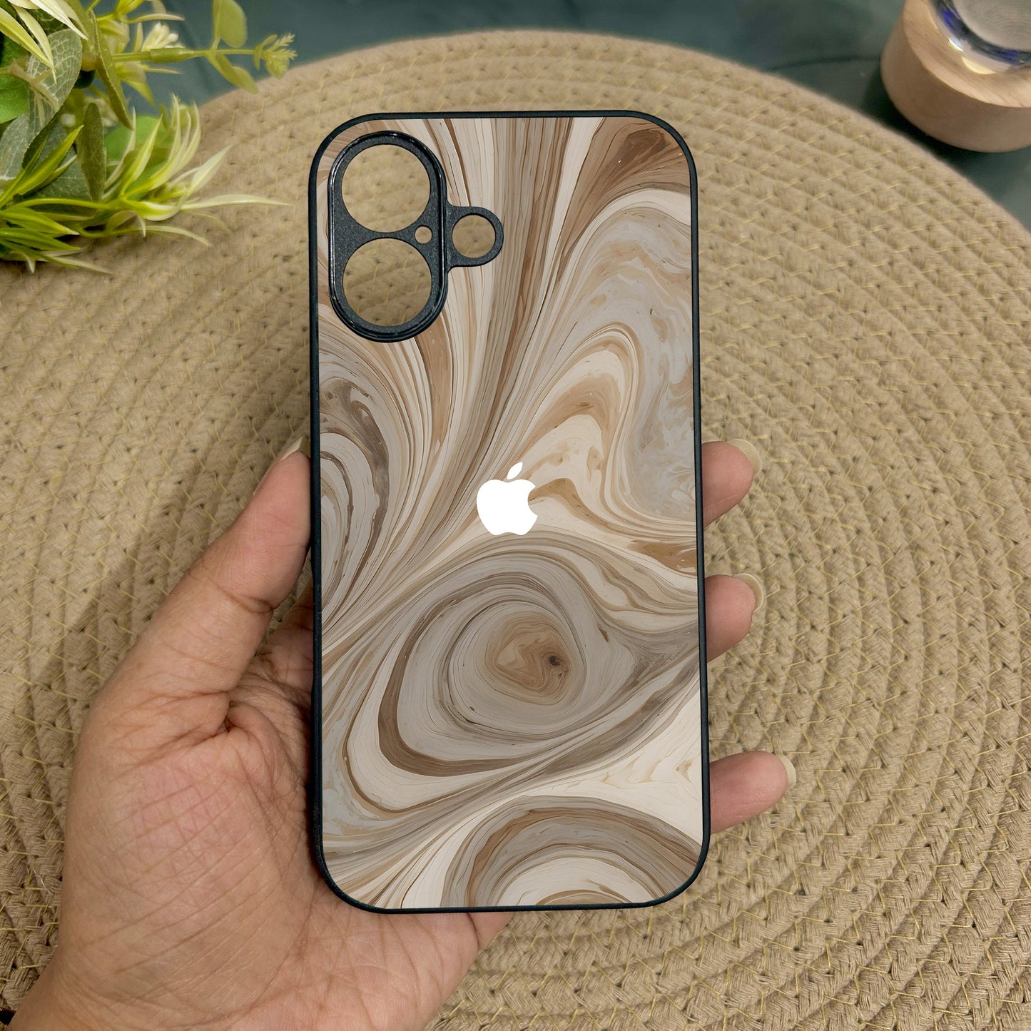 SandStorm Glossy Metal Back Case for Apple Iphone 16