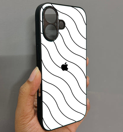 White Curvio Metal Back Case for Apple Iphone 16