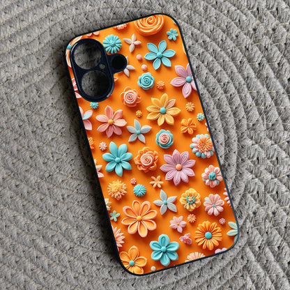 Orange Bloom Metal Back Case for Apple Iphone 16