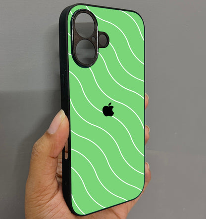 Green Curvio Metal Back Case for Apple Iphone 16