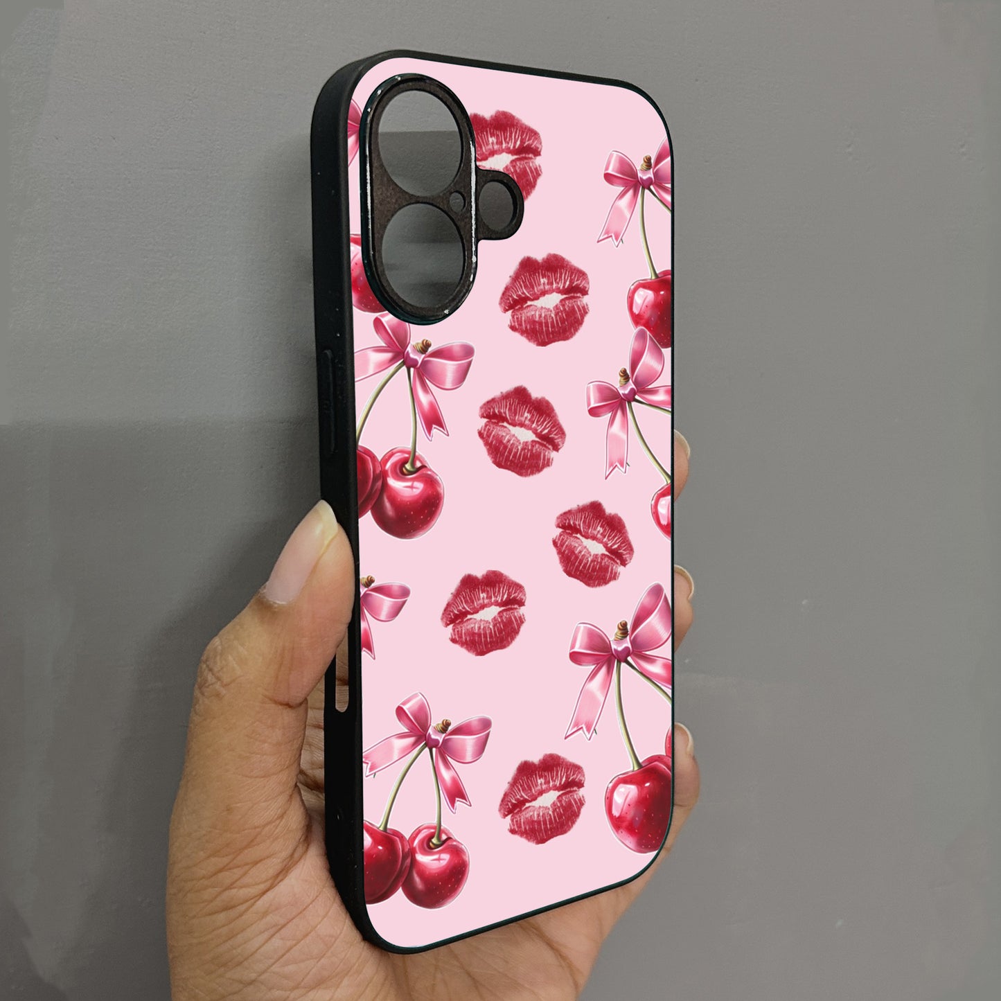Cherry Lips Metal Back Case for Apple Iphone 16