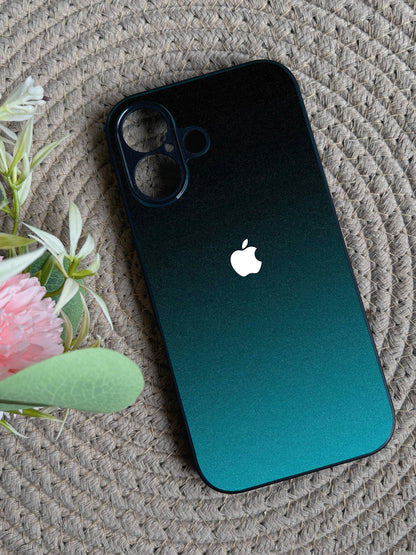 Midnight Teal Glossy Metal Back Case for Apple Iphone 16