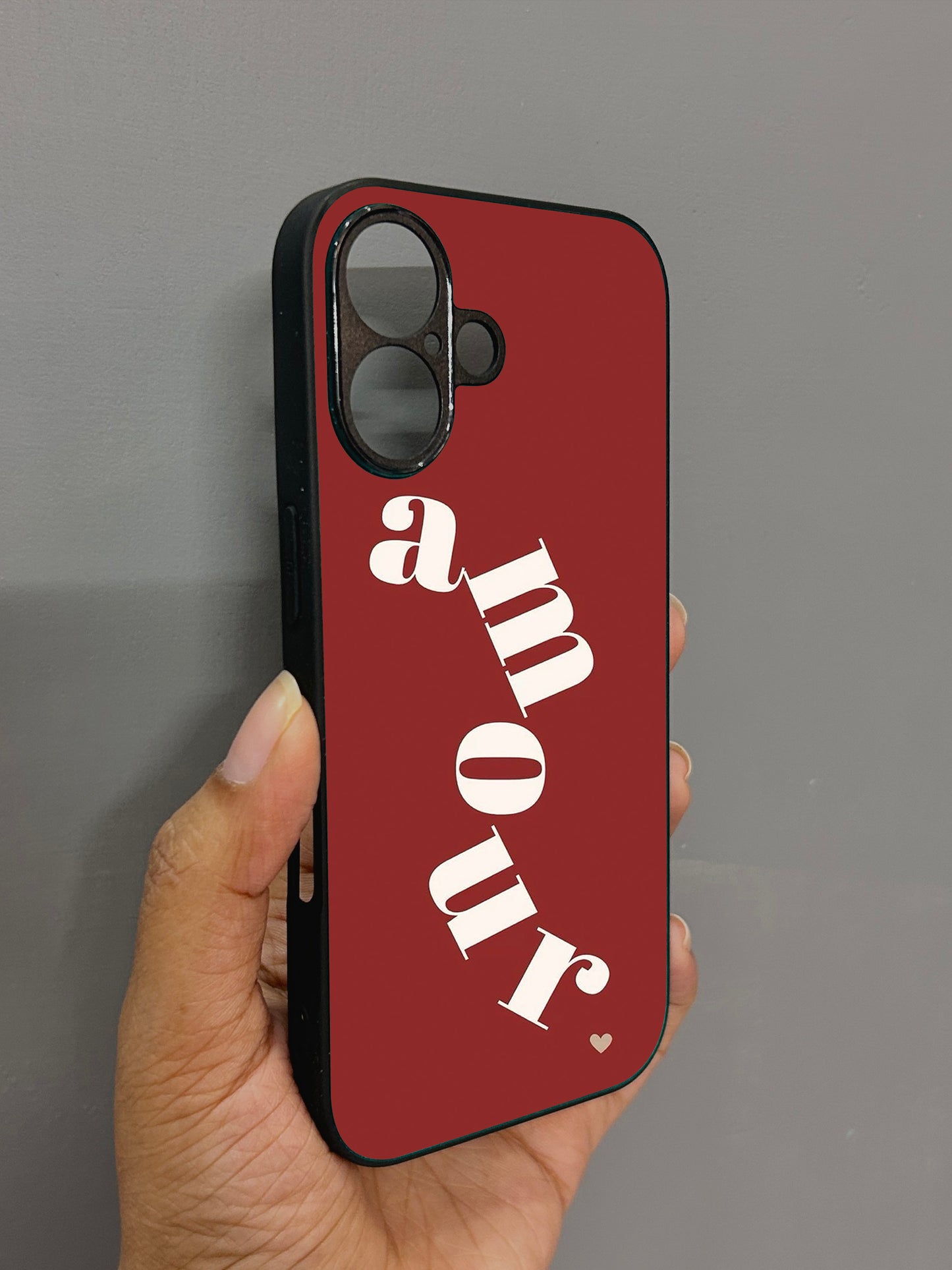 Amour' Glossy Metal Back Case for Apple Iphone 16