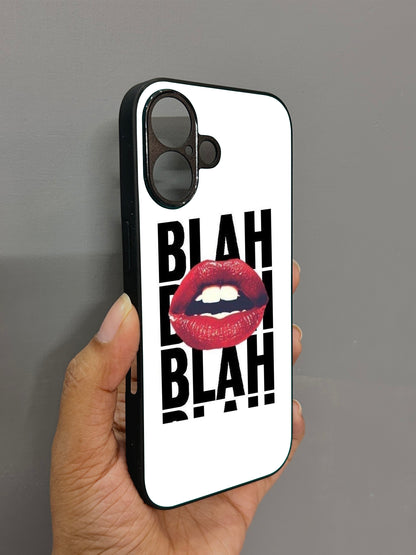 Blah Blah' Glossy Metal Back Case for Apple Iphone 16