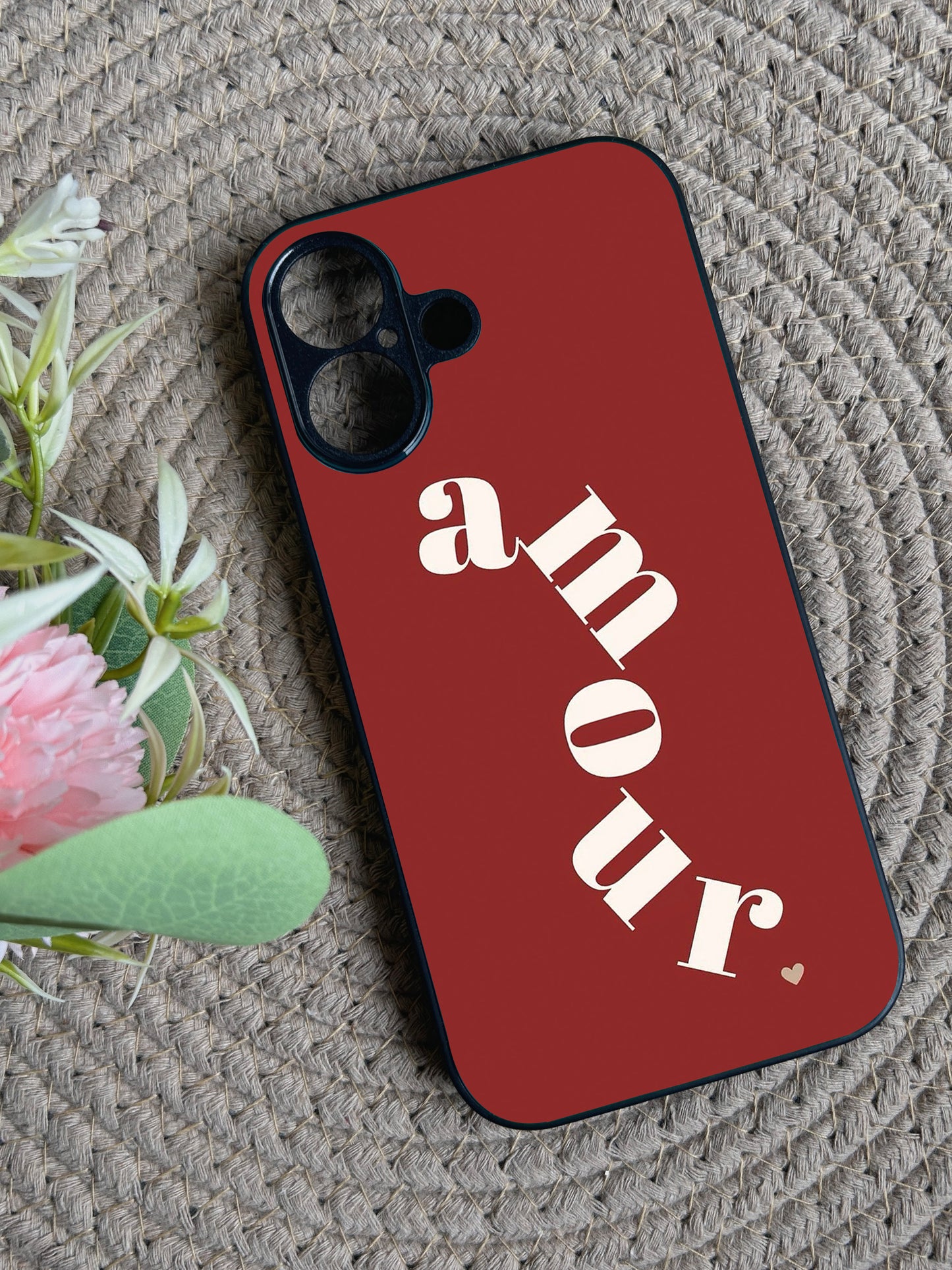 Amour' Glossy Metal Back Case for Apple Iphone 16