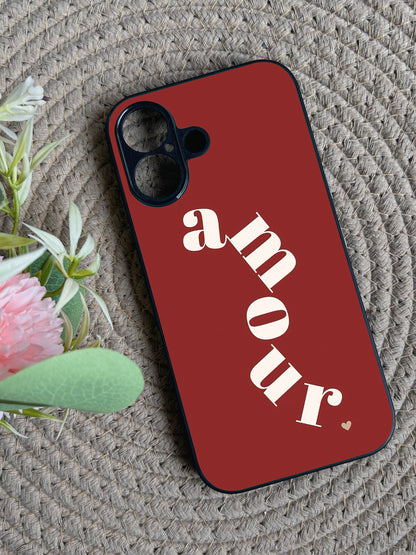 Amour' Glossy Metal Back Case for Apple Iphone 16