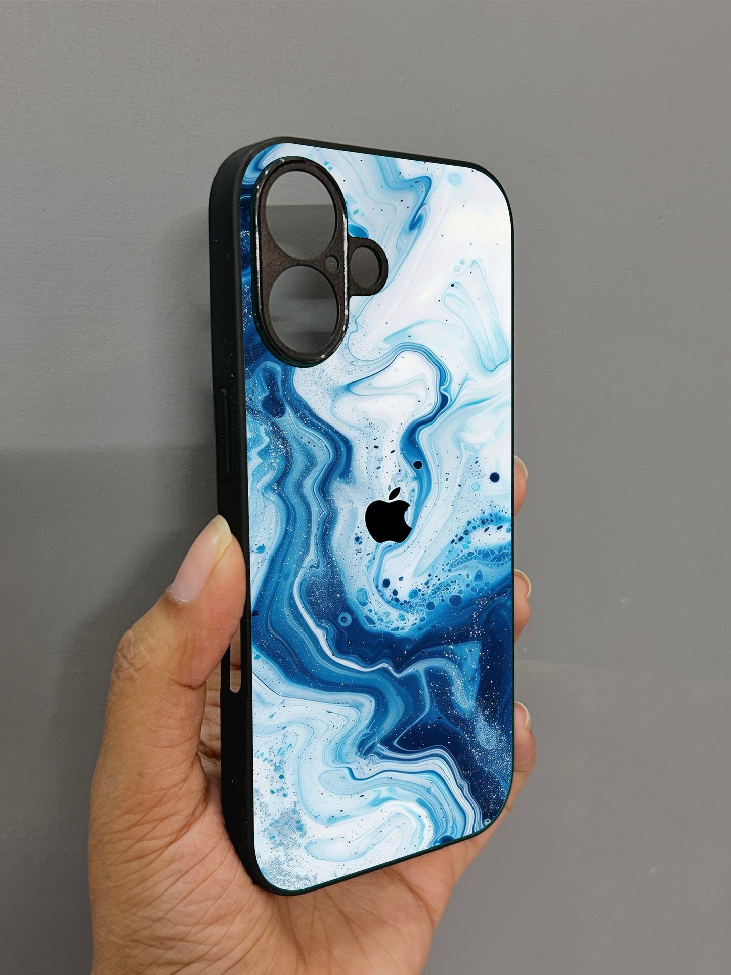 Glacier Wave Glossy Metal Back Case for Apple Iphone 16