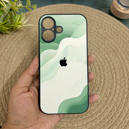 Mint Mist Glossy Metal Back Case for Apple Iphone 16