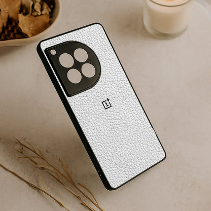 White Leather Metal Back Case for OnePlus 12R
