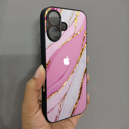 Soft Blush Metal Back Case for Apple Iphone 16