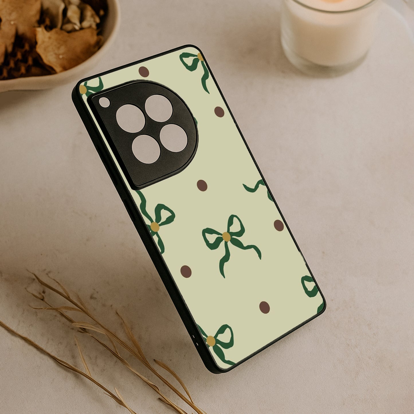 Matcha Bow Metal Back Case for OnePlus 12R