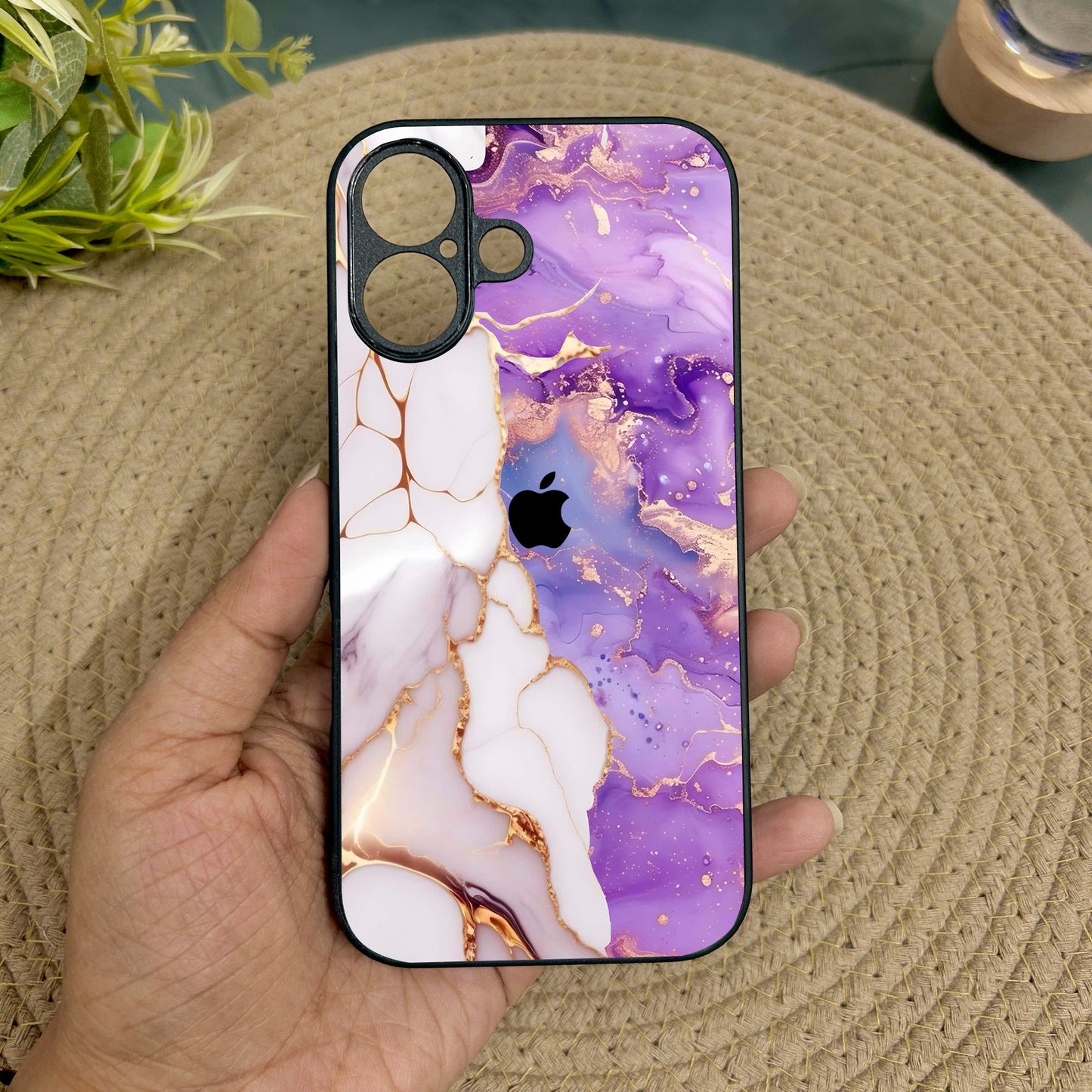 Sapphire Luxe Metal Back Case for Apple Iphone 16