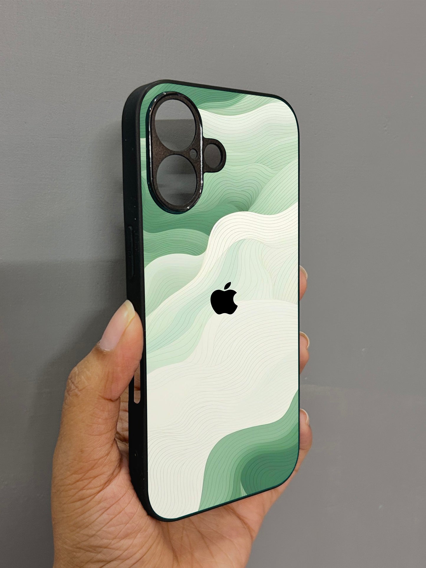 Mint Mist Glossy Metal Back Case for Apple Iphone 16