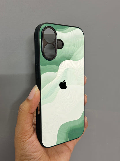 Mint Mist Glossy Metal Back Case for Apple Iphone 16