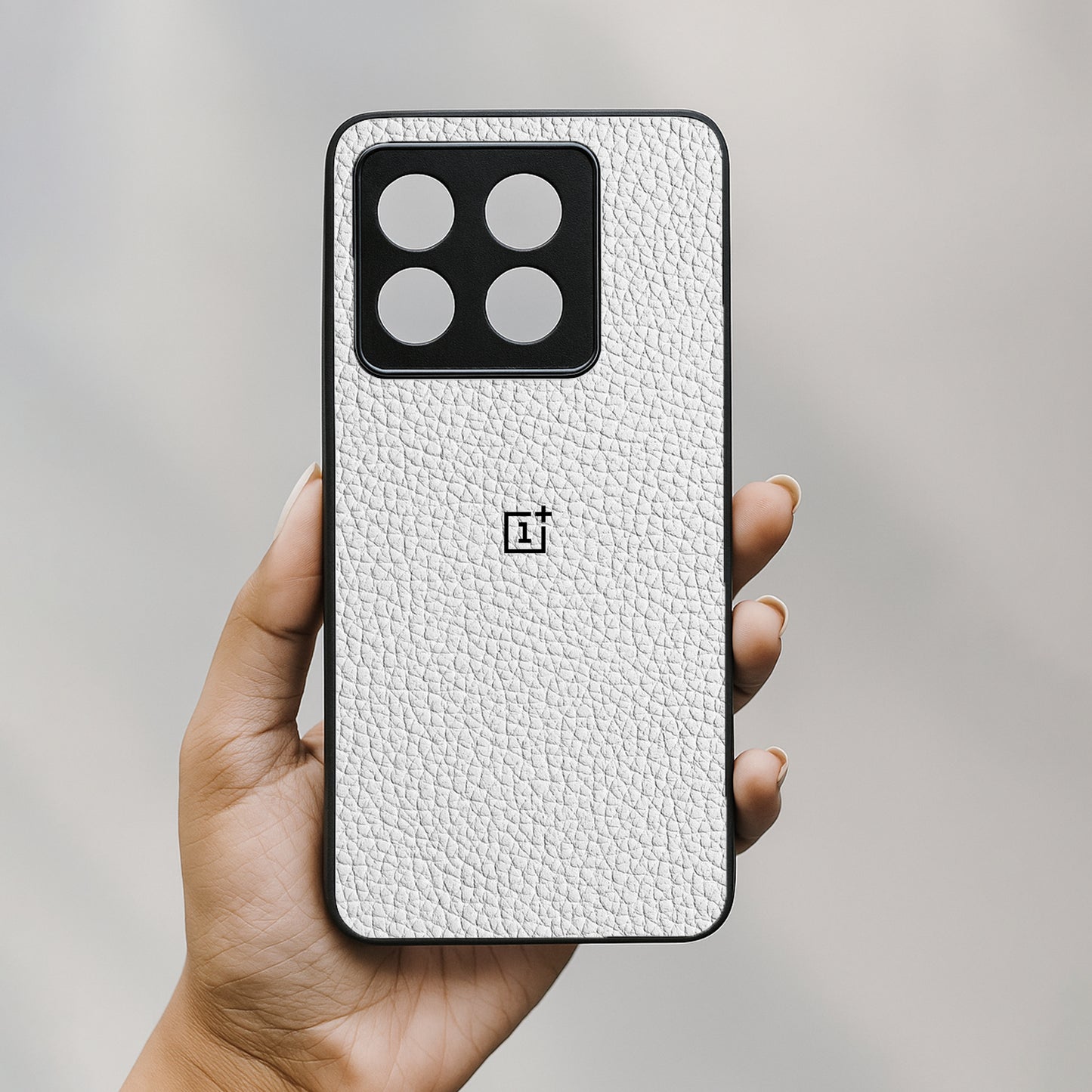 White Leather Metal Back Case forOnePlus 10T 5G