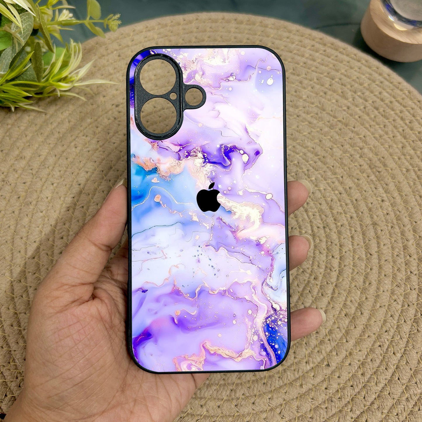 Indigo Flow Metal Back Case for Apple Iphone 16