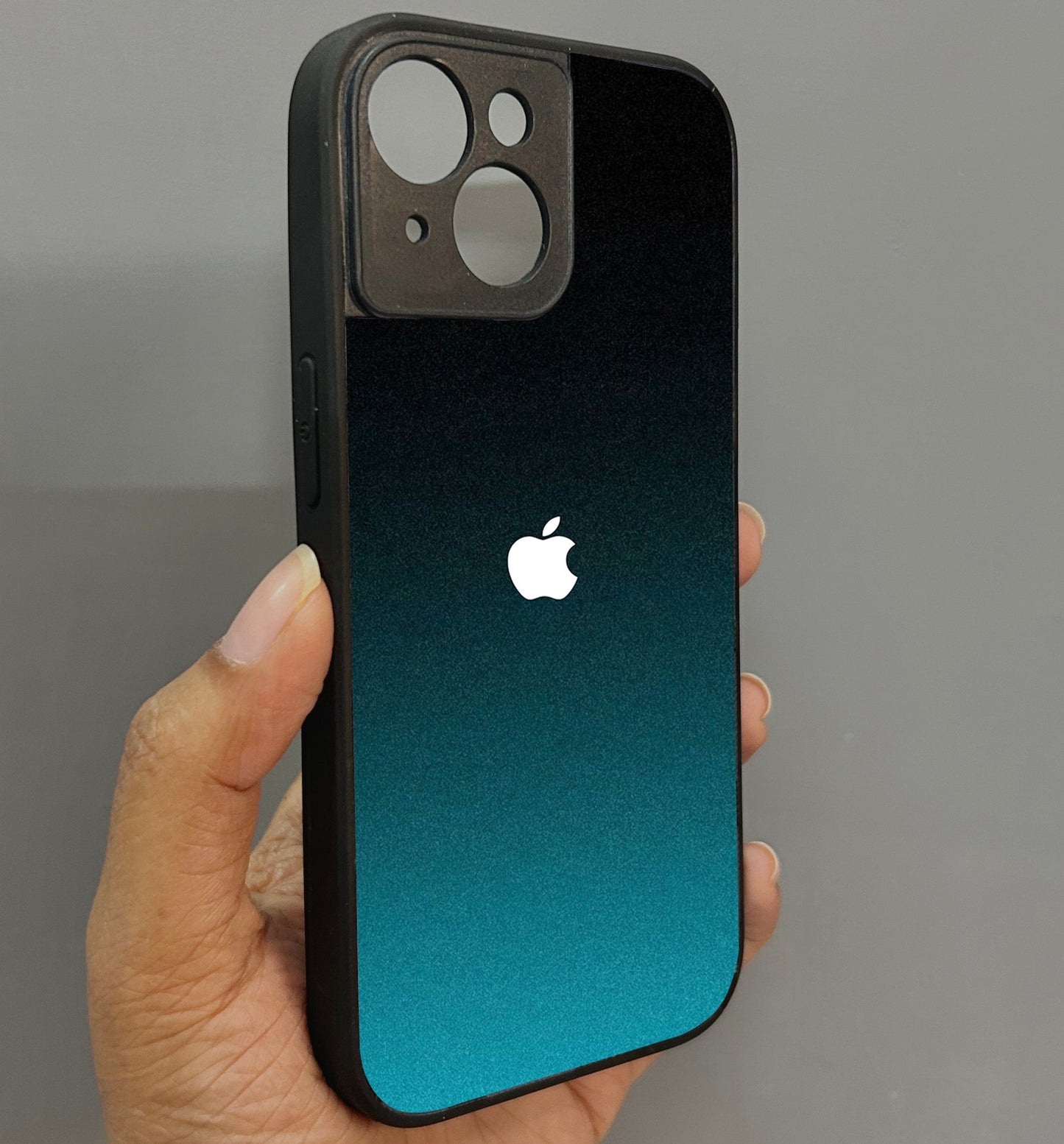 Midnight Teal Glossy Metal Back Case for Apple Iphone 15