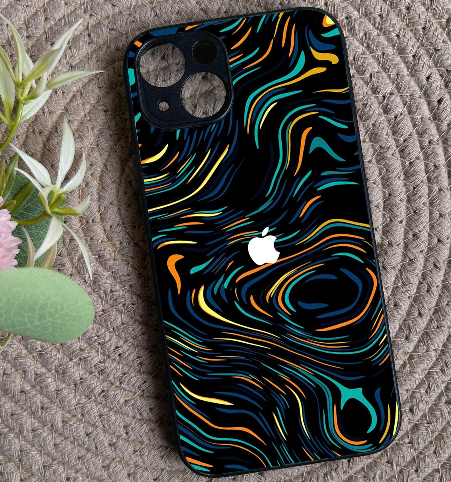 Glow Lines Glossy Metal Back Case for Apple iPhone