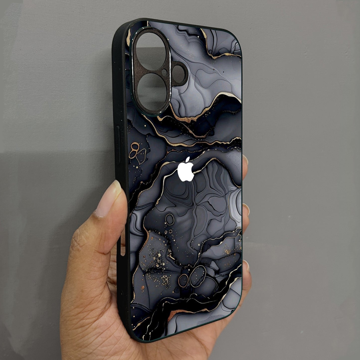 Dark Luxe Metal Back Case for Apple Iphone 16