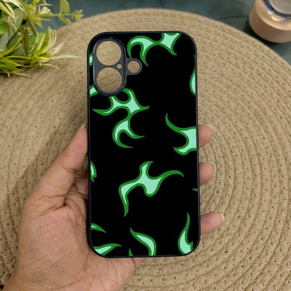 Neon Fire Glossy Metal Back Case for Apple Iphone 16