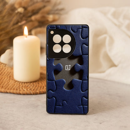 Leather Puzzle Metal Back Case for OnePlus 12R