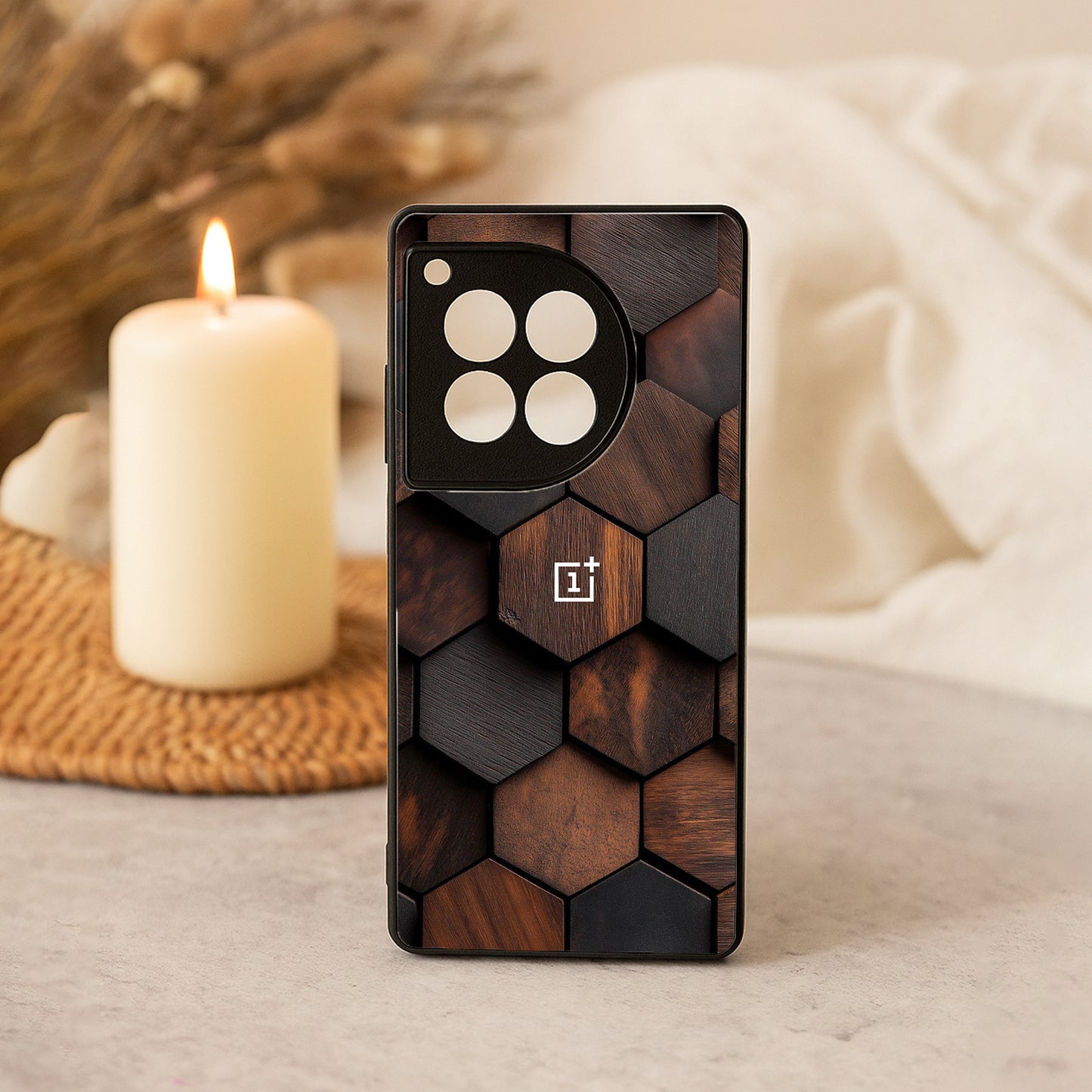 Wood Blocks Metal Back Case for OnePlus 12R