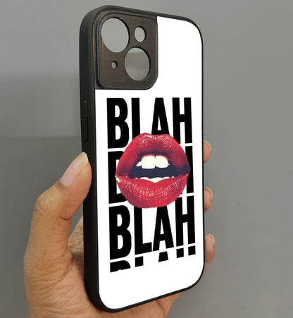 Blah Blah' Glossy Metal Back Case for Apple Iphone 15